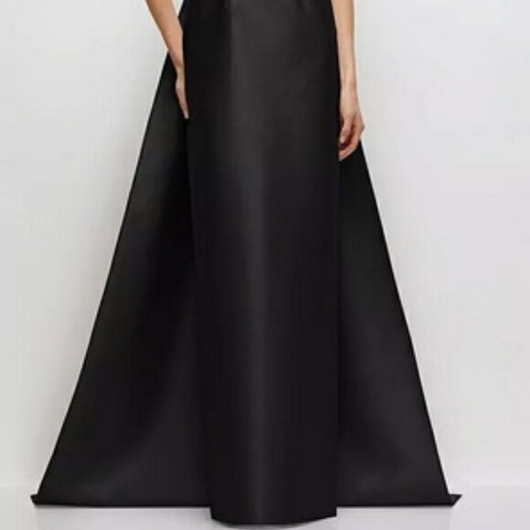 Alfred Sung Black Strapless Satin Twill Column Gown D876 - Picture 4 of 6